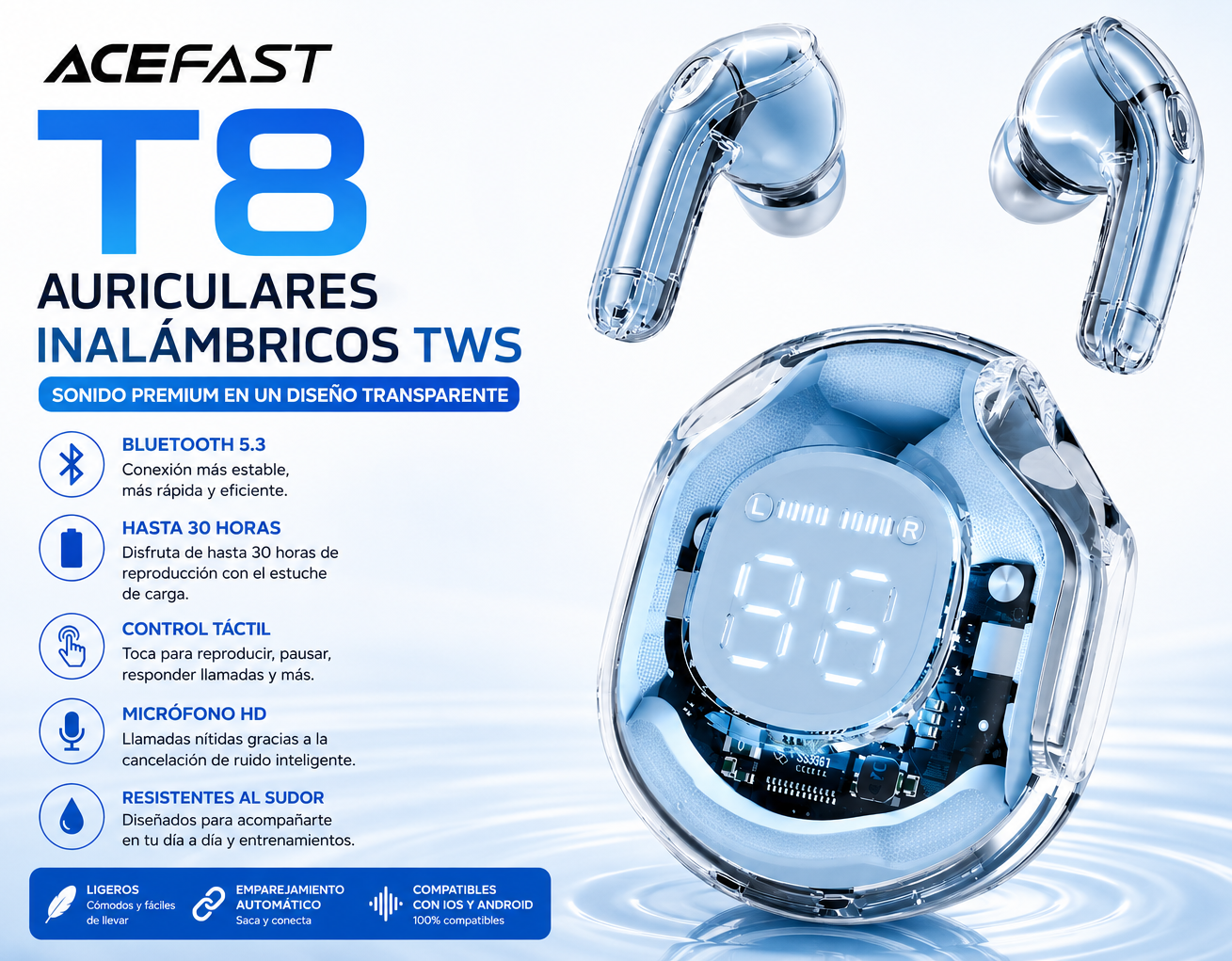 Ariculares Inalámbricos Acefast T8
